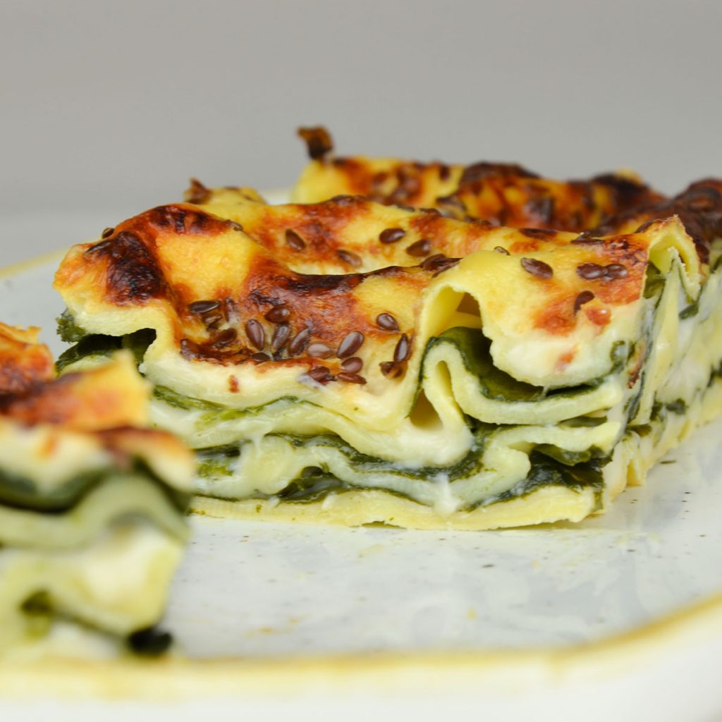 Lasagne spinaci e semi di lino