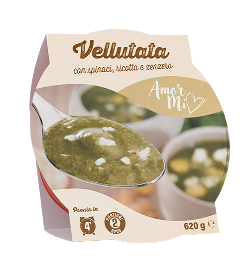 Vellutata con spinaci, ricotta e zenzero