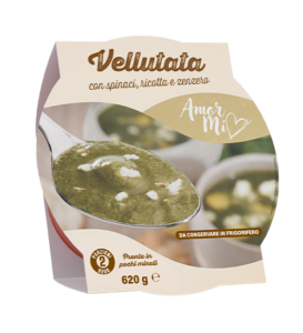 vellutata con spinaci, ricotta e zenzero pronto in pochi minuti