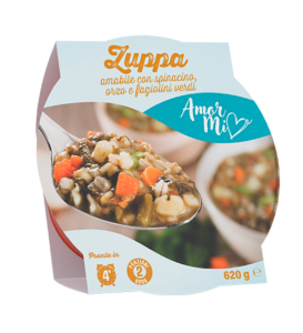 Zuppa amabile con spinacino, orzo e fagiolini verdi