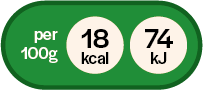 18 kcal per 100 grammi